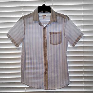 Cat & Jack White Blue Striped button-down short sleeve shirt- Size 16